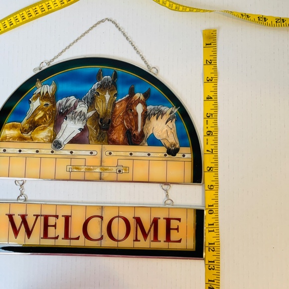 Amia Linda McFadden Sun Catcher Welcome Sign Horses Equestrian Stain Glass - Picture 12 of 14